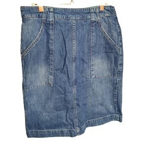 Seasalt Cornwall Denim Pencil Skirt Carpenter Pockets Dark Wash Landscapist US10